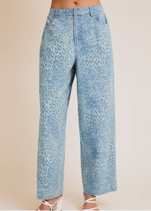 Denim leopard set